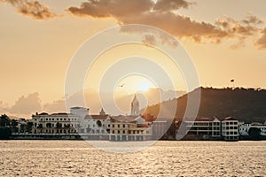 View of Casco Antiguo In Panama City At Sunset