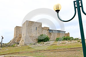 view of Castello di San Michele towering over Cagliari, Sardinia, Italy