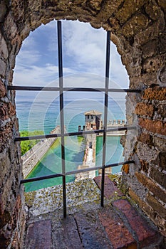 View from the castello Scaligero at the old part of Sirmione at lake Garda