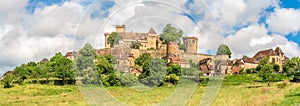 View at the Castelnau-Bretenoux village with castle in Countyside - France