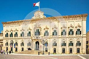 View at the Castille palace in the streets of Valetta in Malta