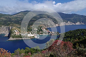 View from castle in assos, kefalonia, greece