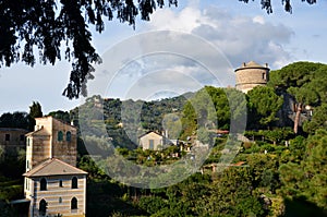 View on castle Brown in Portofino, Liguria, Italy