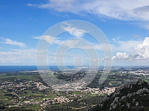 View of the castle Castelo dos Mouros and the cultural landscape of Sintra, Portugal photo