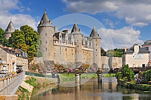 View of the castle of the city of Josselin in Bretagne France