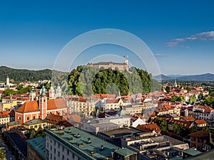 View on the castle and cityscape of Ljubjana, Slovenia