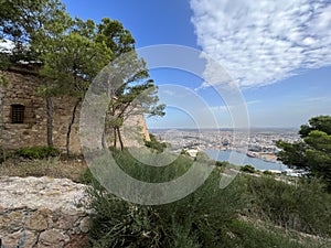 View from castle de Galeras over the city Cartagena