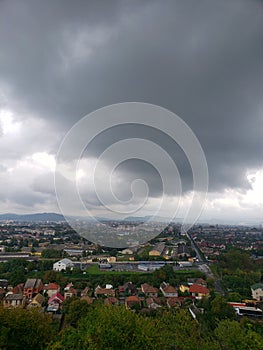 View from Castle on the hills in Mukachevo city, Ukraine