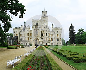 View of the castle - Hluboka nad Vltavou. Old landmark in Czech Republic