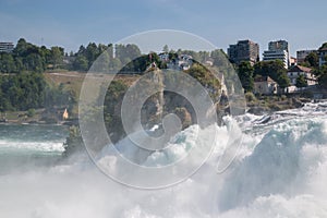 View from castle Laufen on Rhine Falls is the largest waterfall in Schaffhaus