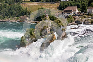 View from castle Laufen on Rhine Falls is the largest waterfall in Schaffhaus