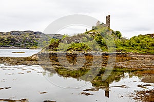 View of Castle Maol, a ruined castle located near the harbour of the village of Kyleakin, Isle of Skye, Scotland