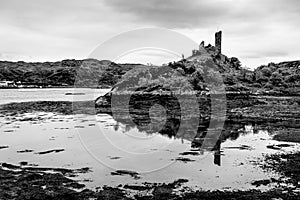 View of Castle Maol, a ruined castle located near the harbour of the village of Kyleakin, Isle of Skye, Scotland