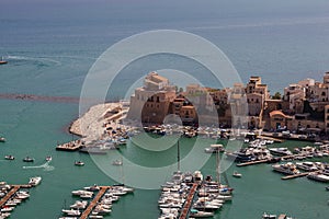 View of the castle or medieval fortress close to the sea