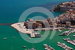 View of the castle or medieval fortress close to the sea