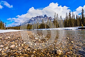 View of Castle Mountain at Banff National Park, Alberta, Canada