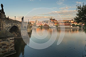 A view of the castle overlooking the Vtlava River, Prague
