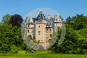 View of the castle and park in Goluchow, Poland