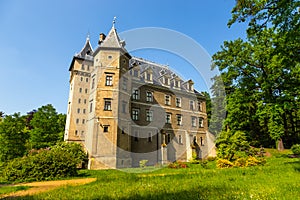 View of the castle and park in Goluchow, Poland