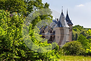 View of the castle and park in Goluchow, Poland