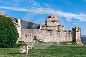View of castle Rocca Maggiore, medieval fortress dominating th