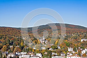 View from the castle ruin Koenigstein to the autumnal Taunus, Germany