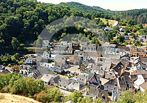 View from castle ruin LÃ¶wenburg on village Monreal in gernan region Eifel photo