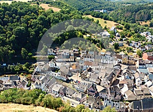 View from castle ruin LÃ¶wenburg on village Monreal in gernan region Eifel photo