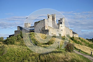 View of the castle ruins of the Livonian order August evening. Rakvere