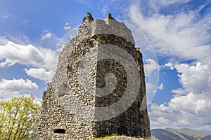 View of the castle of Savignone in the Ligurian hinterland of Genoa, Italy