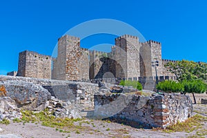 View of castle in Spanish town Trujillo.