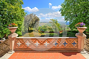 View from castle terrace. Novello, Northern Italy. photo