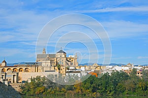 View on the castle, trees and blue sky