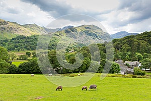 View from Castlerigg Hall Keswick Lake District Cumbria to Derwent Water and Catbells