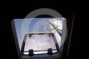 View through catamaran hatch