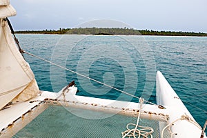 View from catamaran on the island