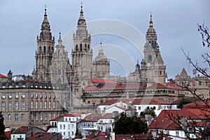 View of the Catedral de Santiago de Compostela in the city of Santiago de Compostela, Spain photo