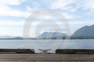 View of Catface range from Tofino pier deck