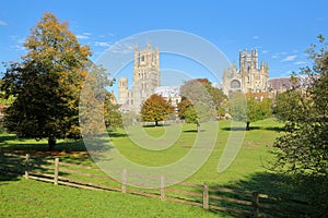 View of the Cathedral in Autumn from Cherry Hill Park in Ely, Cambridgeshire