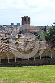 View of the Cathedral Bell tower and Lippomano Portico Udine, Italy