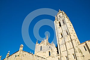 View of the cathedral of the city of Segovia, Castilla Leon in Spain
