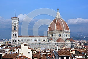 View of the cathedral of Florence from the tower of the old palace