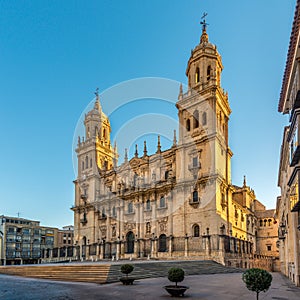 View at the Cathedral of Jaen at the Santa Maria place, Spain