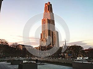 View of the Cathedral of Learning at Sunset