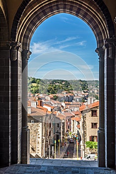View from cathedral Notre Dame de Puy in Le Puy en Velay - France