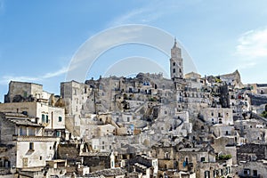 A view at the cathedral and the old center of Matera, Basilicata, Italy