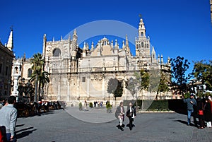 View of the Cathedral, Seville, Spain.