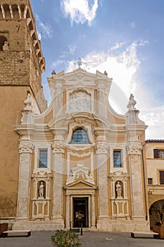 View at the Cathedral of Saint Peter and Paul in Pitigliano old town - Italy