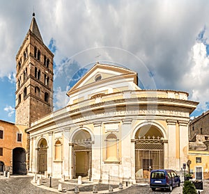 View at the Cathedral of San Lorenzo Martir in the streets of Tivoli town - Italy photo
