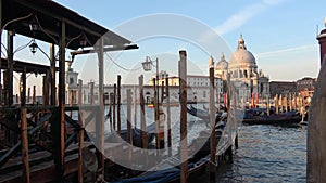 A view of the Cathedral Santa Maria della Salute, sunny morning. Venice, Italy
